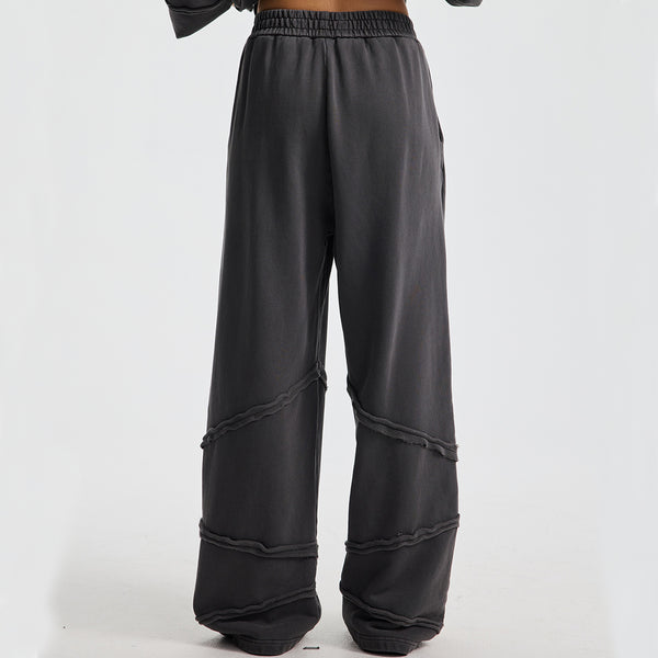 Washed Distressed Fabric Patchwork Vintage Pants