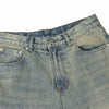 Vintage Wash Distressed Wide-Leg Jeans
