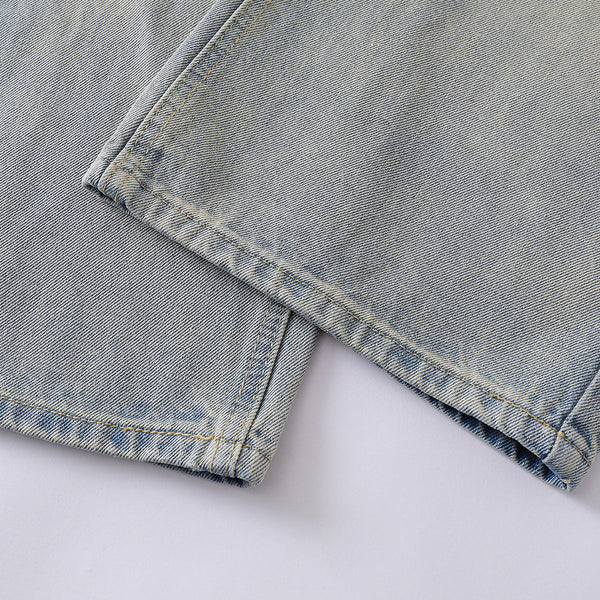 Wrinkle Wash Loose Straight Jeans