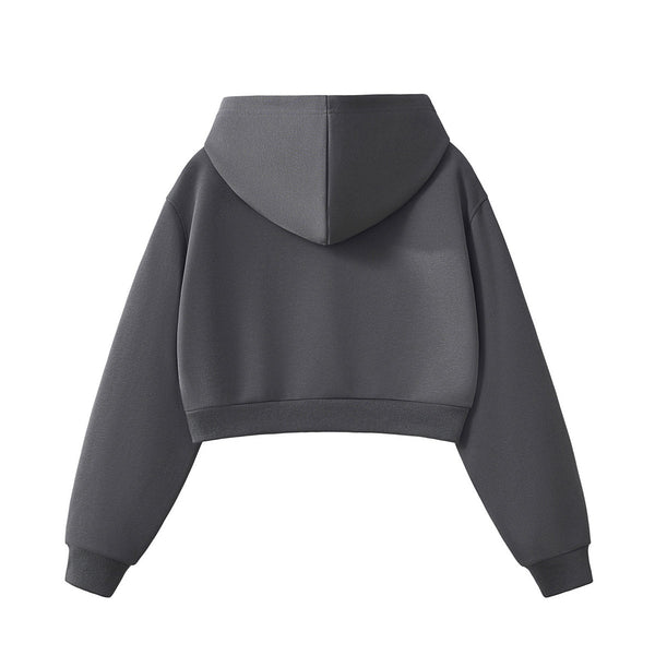 Women's Solid Color Relaxed Cropped Hoodie