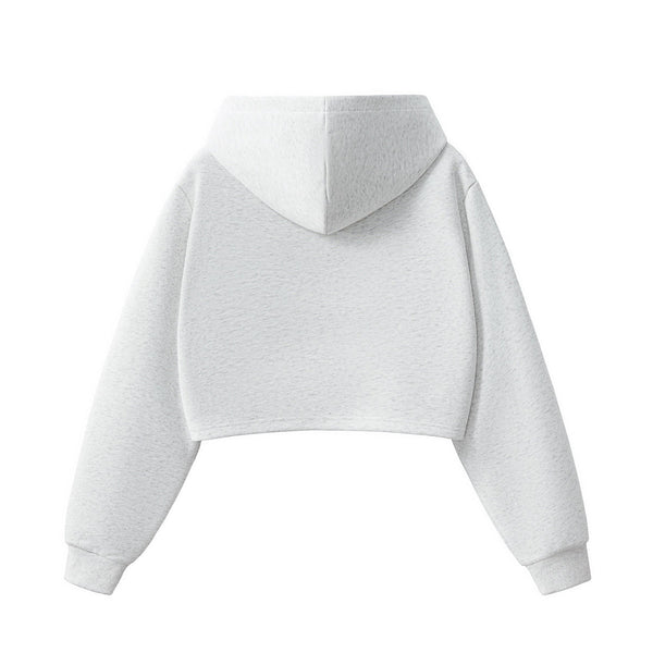 Women's Solid Zip-Front Cropped Hoodie