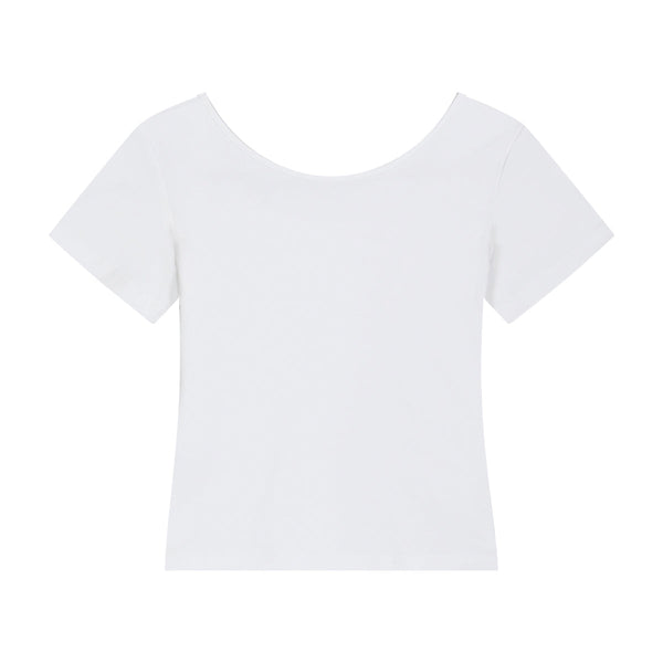 Women's Solid-Color Boat-Neck Cotton T-Shirt 6.3oz