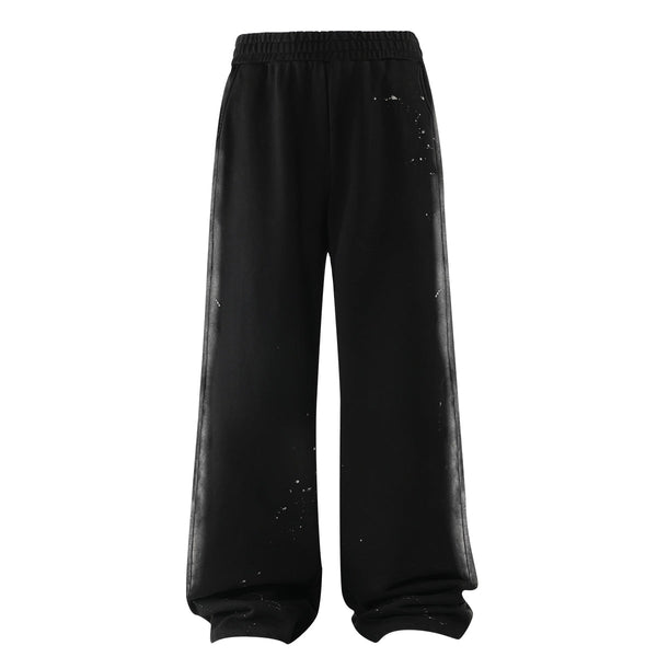Casual Loose Fit Paint Splatter Elastic Waist Sweatpants