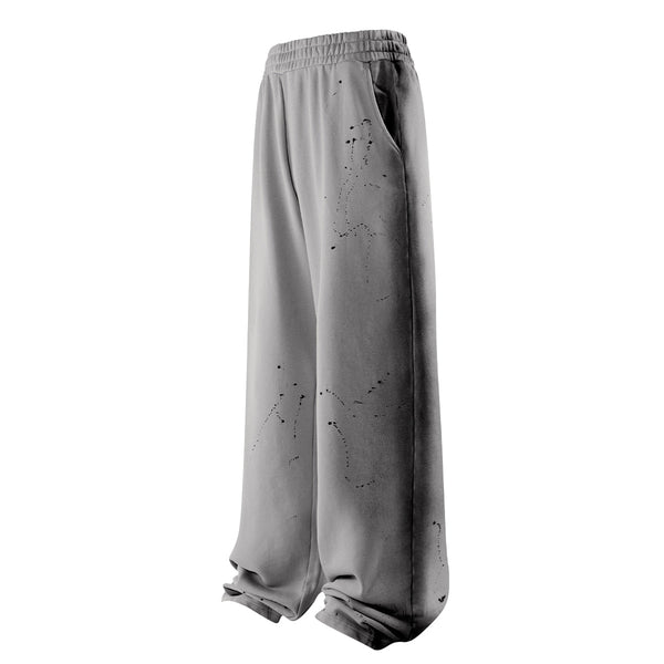 Casual Loose Fit Paint Splatter Elastic Waist Sweatpants