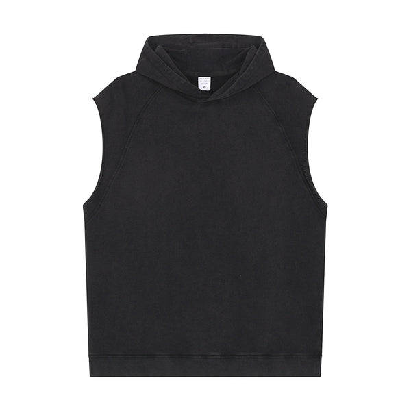 Raw Edge Sleeveless Muscle Hoodie