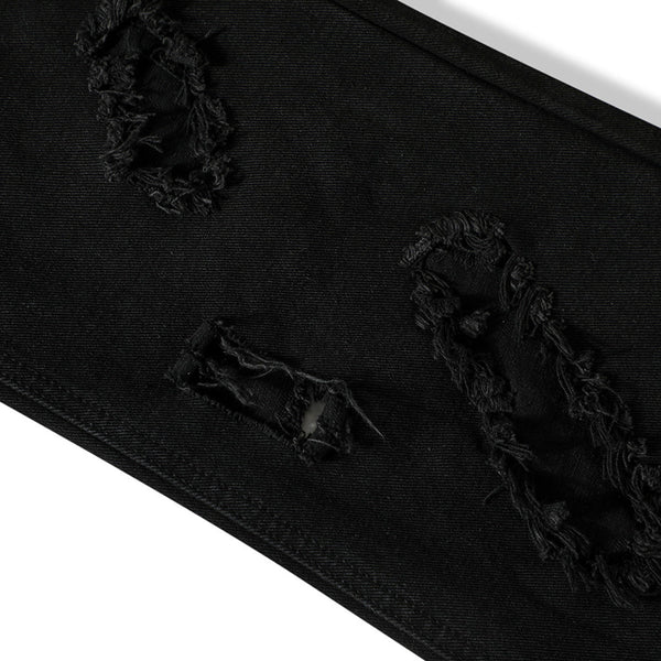 Distressed Black Ripped Flared Jeans