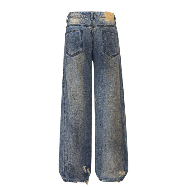 Vintage Distressed Ripped Relaxed-Straight Jeans