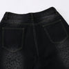 Black Leopard Print Denim Bermuda Shorts