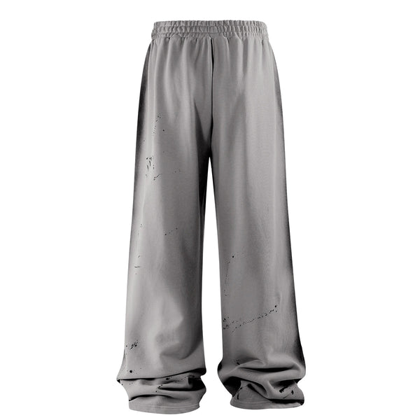 Casual Loose Fit Paint Splatter Elastic Waist Sweatpants