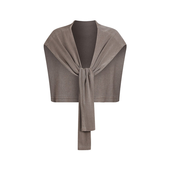 Front Tie Ribbed Knit Shoulder Wrap