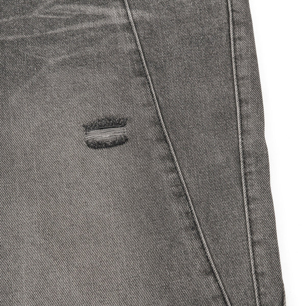 Smoky Gray Distressed Wide-Leg Jeans