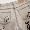 Graffiti Print Washed Wide-Leg Jeans