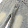 Muddy-Wash Faded Panel-Stitch Jeans