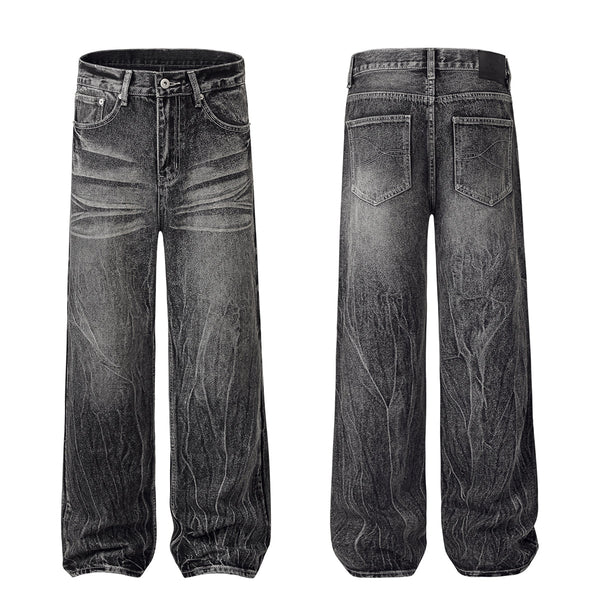 Vintage Black Wrinkle Wash Baggy Jeans