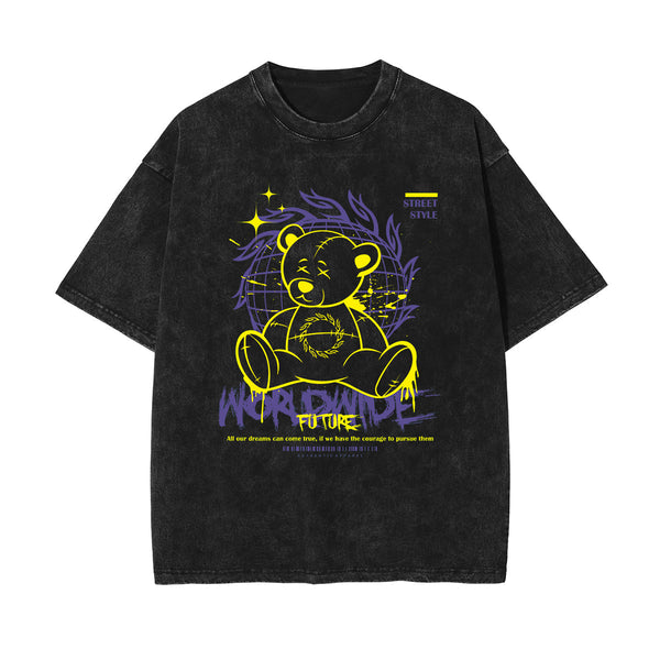 Bear Doll Urban Streetwear Graffiti Tee-INNBLAC