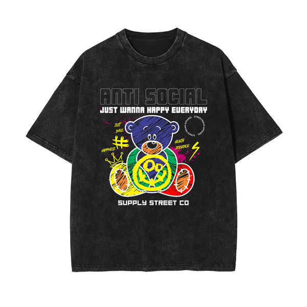 Bear Doll Urban Streetwear Graffiti Tee-INNBLAC