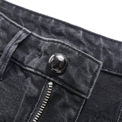 Pearl-Embellished Embroidery Cut-Out Whisker Jeans
