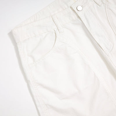 White Cotton Barrel-Leg Trousers