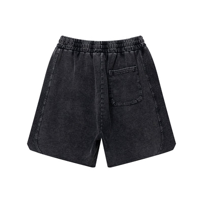 Washed Raw Edge Baggy Shorts