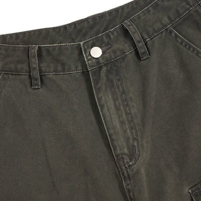Loose Fit Pleated Knee Cargo Trousers