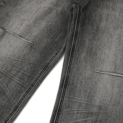 Gradient Fade Knee-Ripped Baggy Jeans