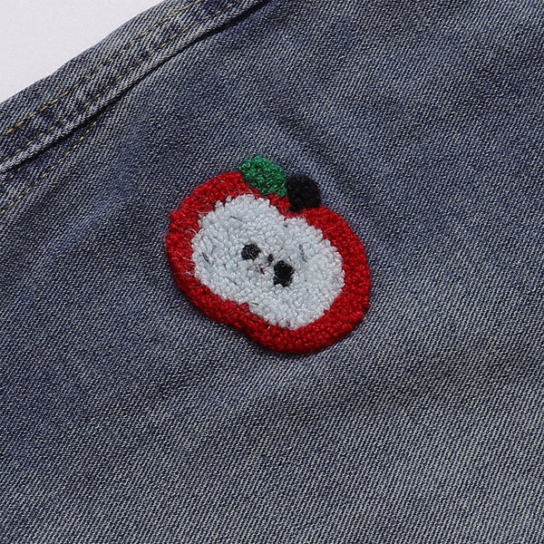 Embroidered Patch Denim Cargo Jeans with Striped Detail