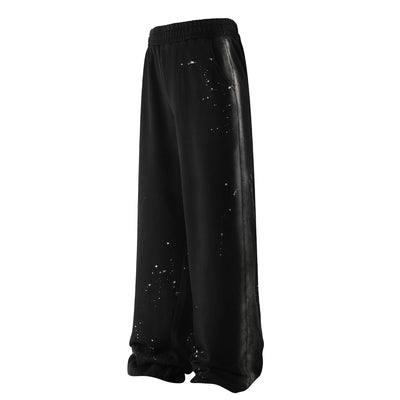 Casual Loose Fit Paint Splatter Elastic Waist Sweatpants