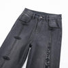 Pearl-Frog Embroidered Wide-Leg Jeans