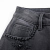 Pearl-Frog Embroidered Wide-Leg Jeans