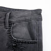 Pearl-Frog Embroidered Wide-Leg Jeans