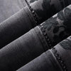 Pearl-Frog Embroidered Wide-Leg Jeans