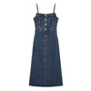 Women's Fitted Slip Denim Midi Dress