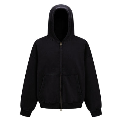 Vintage Oversized Full Zip Kangaroo Pocket Hoodie