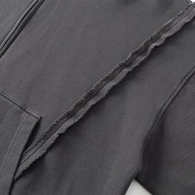 Distressed Vintage Wash Zip Up Hoodie