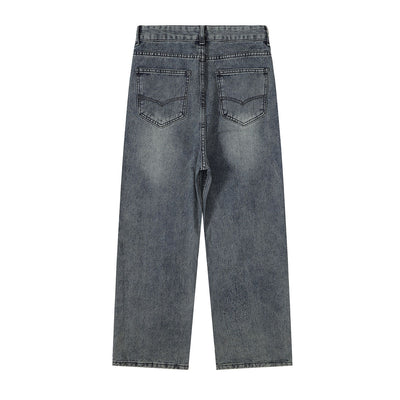 Vintage Wash Wide Leg Denim Jeans