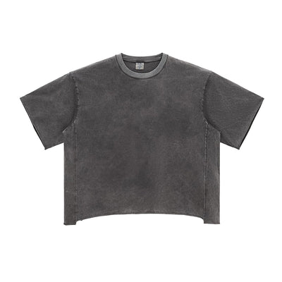 Patchwork Asymmetrical Hem T Shirt 260gsm