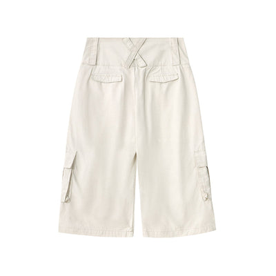 Beige Oversized Cargo Cropped Pants