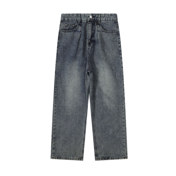 Vintage Wash Wide Leg Denim Jeans