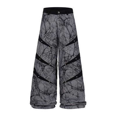 High Street RO Style Asymmetric Deconstructed Loose Wide Leg Jeans