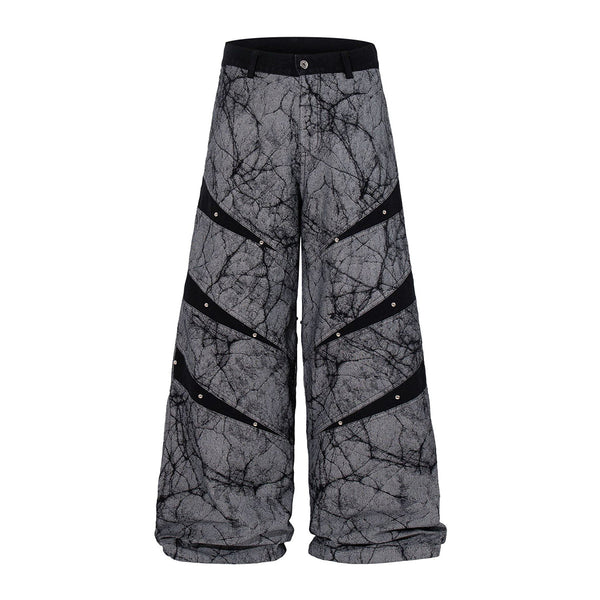 High Street RO Style Asymmetric Deconstructed Loose Wide Leg Jeans