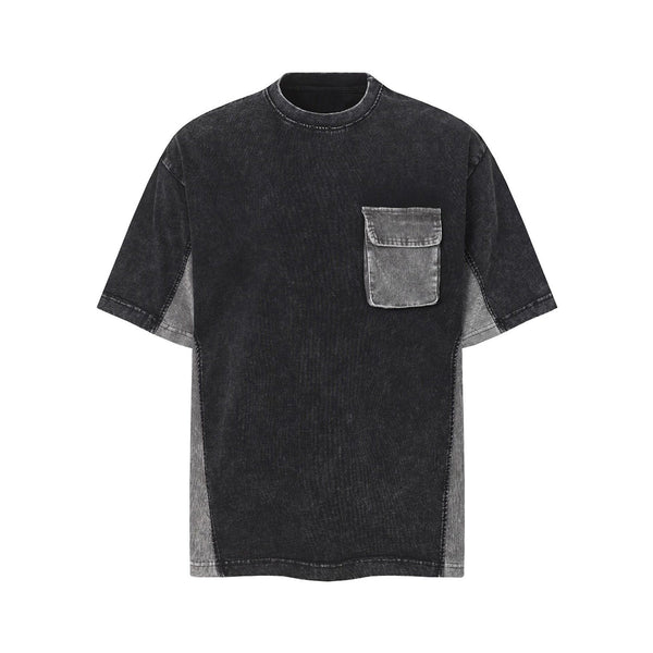 Streetwear Inspired Color Blocked Washed Casual Cotton Tee
