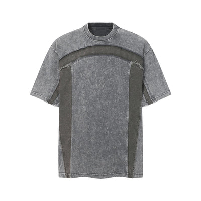 Patchwork Vintage Washed Short Sleeve Cotton Tee