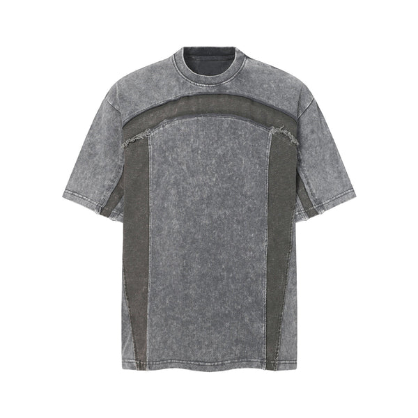 Patchwork Vintage Washed Short Sleeve Cotton Tee