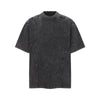 Vintage Washed Distressed Short Sleeve Panel Design Tee