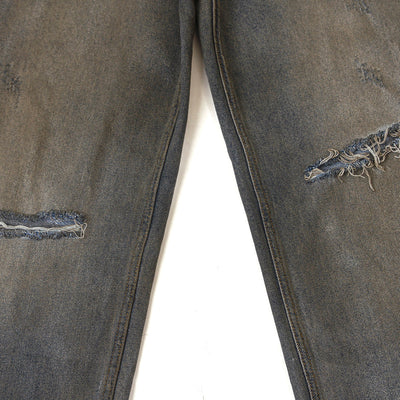Wrinkle Wash Heavy Ripped Denim Pants