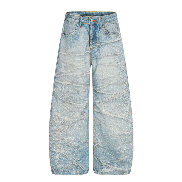 Rhinestone Lightning Bolt Vintage Wide Denim