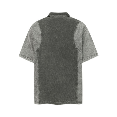 Two Tone Vintage Wash Contrast Panels Polo Shirt