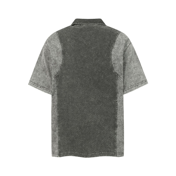 Two Tone Vintage Wash Contrast Panels Polo Shirt