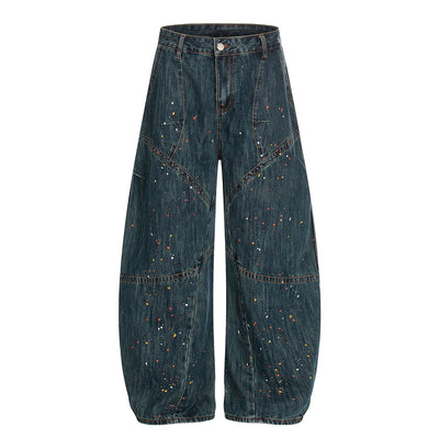 Paint Splatter American High Street Wide Denim