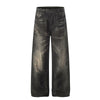 Premium High Street Washed Whisker Loose Straight Jeans